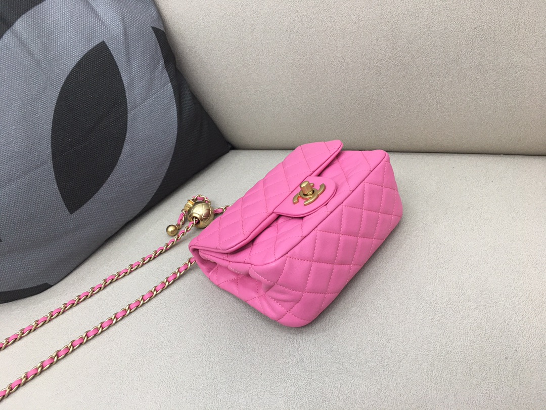 Mini Classic Flap Lambskin Bag AS1786 Peach/Gold